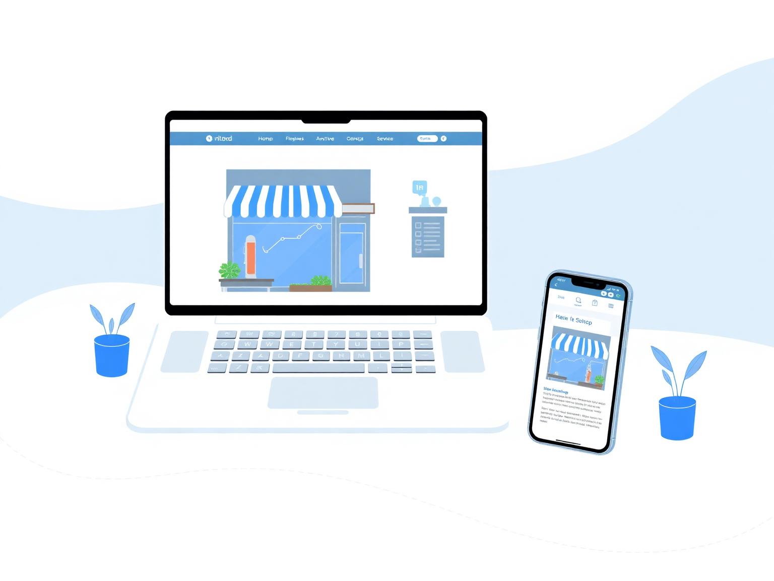 Modern local business website shown on laptop and phone